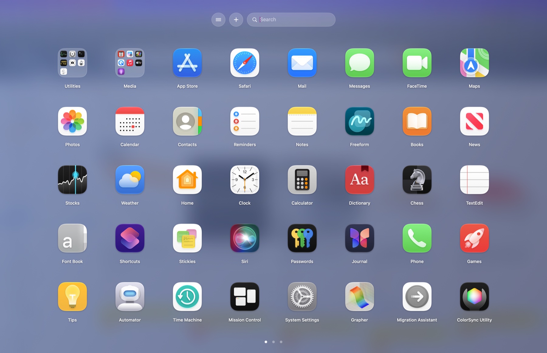 Octolaunch mit Apps und Ordnern auf blauem Hintergrund
